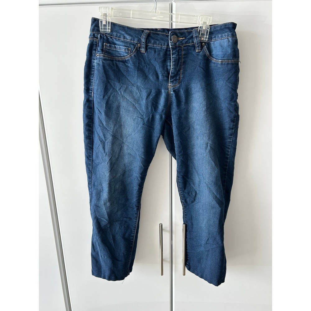 Royalty for Me Slim Fit Skinny Jeans Womens 8 Dark Wash Blue Cropped Stretch